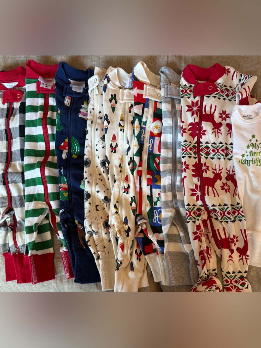 Bundle of 8 Hannah Andersson Christmas/Holiday Pajamas - Size 0-3mo